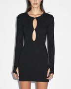 WOMENS ARISE LS KEYHOLE DRESS BLACK DRESSES