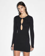 WOMENS ARISE LS KEYHOLE DRESS BLACK DRESSES