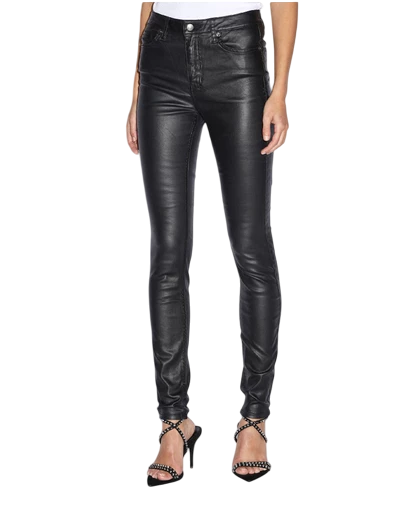 WOMENS SPRAY ON XTRA JET BLACK WAX SKINNY DENIM JEANS
