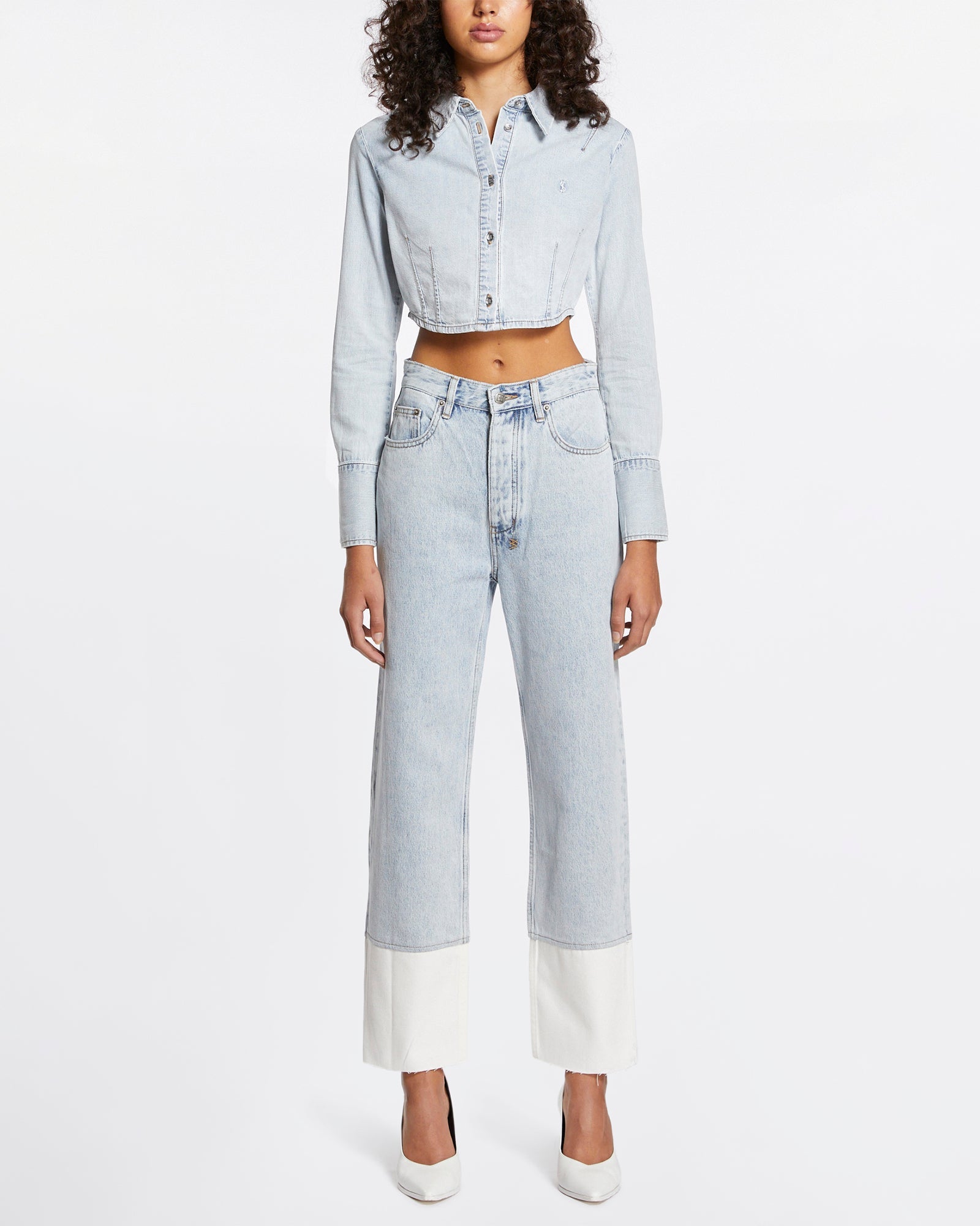 WOMENS  TUCKED CROP SHIRT MUSE SLIM SHIRTS